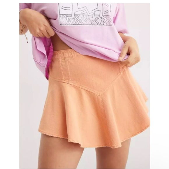 aerie Dresses & Skirts - Aerie Orange Denim Circle Mini Skirt